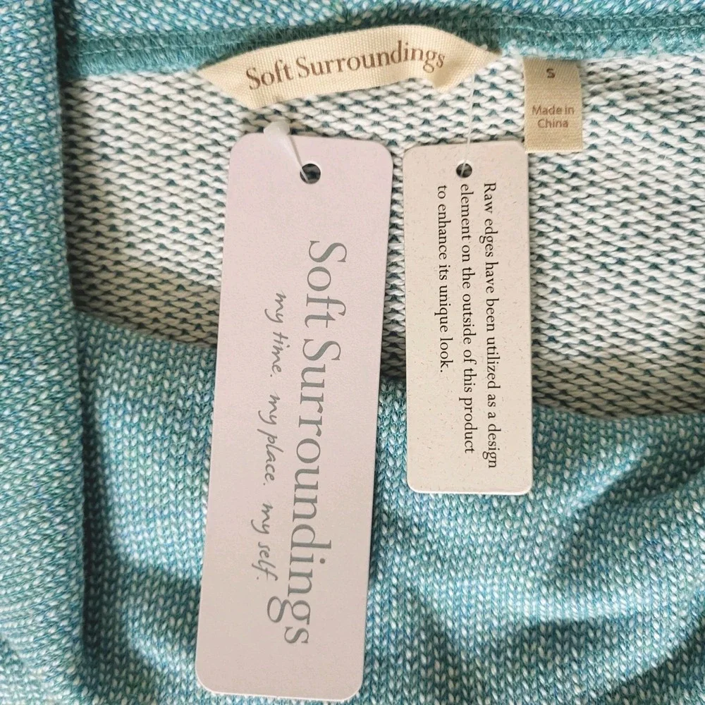 Soft Surroundings Size S NWT Santorini Shores Cowl Neck Sweater Teal Blue Terry - Picture 2 of 6